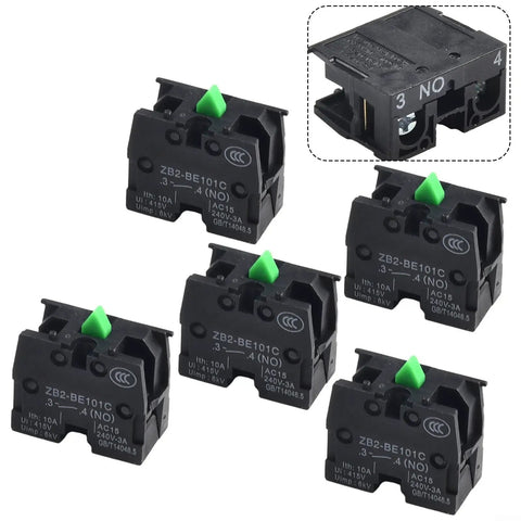 Rugged 22mm Push Button Switch For Control Panels With 415V 10A NO NC Joystick Style ZB2 BE101C BE102C 5 Pack Easy Mount Black