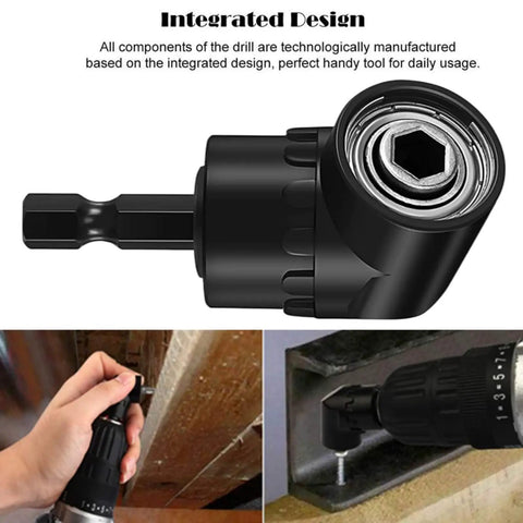 Beefed Up Workhorse 4 Piece Power Drill Socket Adapter Set With 360 Degree Rotating Sockets And 105 Degree Right Angle Driver
