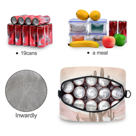 Desert Cactus Cooler Bag Insulated Lunch Box 10L Leakproof holds 19 cans with superior insulation for picnics and camping.