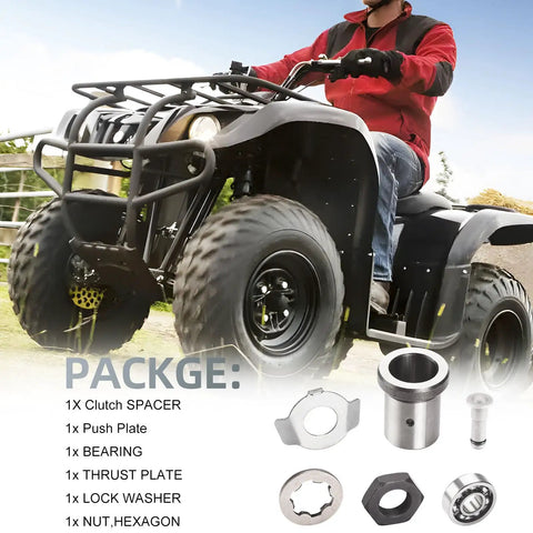 Knock Out Slipping Gears With This Bulletproof Clutch Repair Kit showing ATV parts like spacers and bearings for Yamaha Warrior.