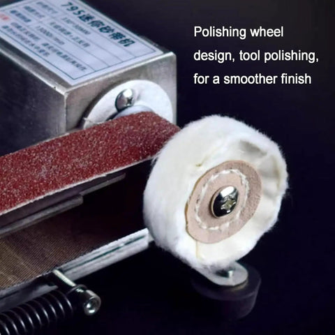 Heavy Duty 350W Wet Bench Sander With Digital Speed Control And Electric Knife Sharpener close-up of polishing wheel design.