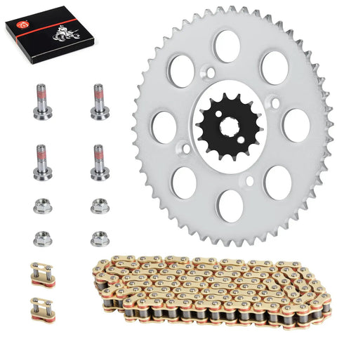 Drive Sprocket And Chain Kit With Bolts 428VM X Ring 118 Links For XR100R 1985 2003 And CRF100F 2004 2013 Includes 50T Rear Sprocket And 14T Front Sprocket And Bolts