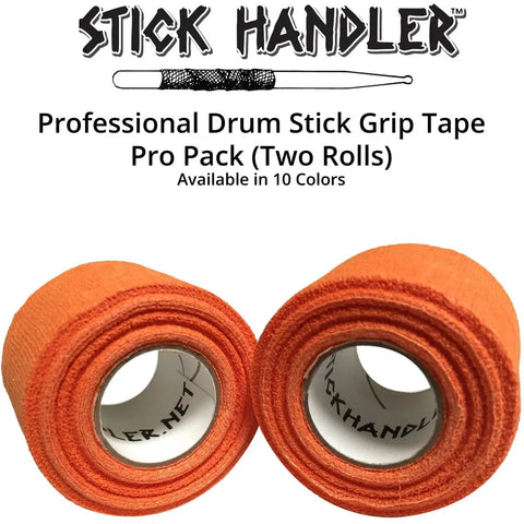 Pro Level Drumstick Grip Tape Two Pack In Vivid Orange, cotton gauze rolls for enhanced stick control during drumming.