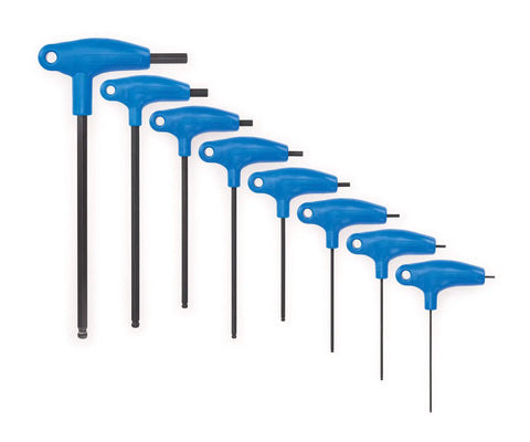 P Handle Hex Wrench Set With Ball End, 2mm to 10mm, High Torque Protanium Steel, Blue Ergonomic Handles, 8 wrenches in holder
