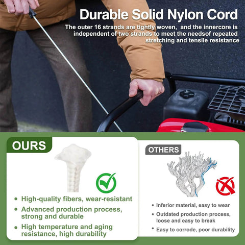 5.0 Mm Pull Start Cord Replacement For Lawn Mower And Outdoor Power Equipment, 10 Meters Long Recoil Starter Rope Demonstration