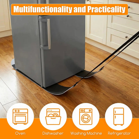 No Sweat Heavy Duty Appliance Movers With Non Scratch Glide Mat Pad Adjustable Pull Cords And Tough Work Gloves for moving refrigerators.