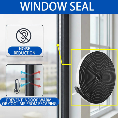 Smoker gasket seal roll, black felt; self-adhesive 1/2" x 1/8", 20 ft, shown as window seal (front view).