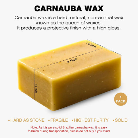 Premium Pure Brazilian Carnauba Wax Paste Stick For Wood Polish And Furniture Buffing Compound 1.9x3.1 inch yellow block