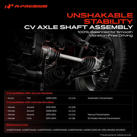 Front Left CV Axle Shaft Assembly Replacement for Honda Accord 2008-2015 2.4L visible in car wheel assembly