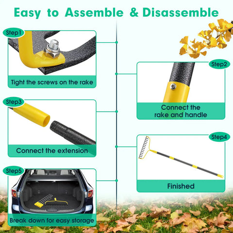 Assembly instructions for Heavy Duty 60 Inch Bow Rake With 14 Tines All Steel Garden Rake For Lawn And Landscaping.