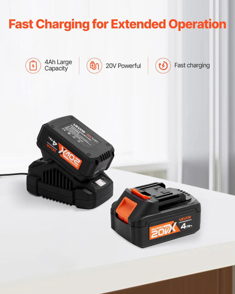 20V lithium batteries with charger showcasing fast charging for the 3600W Electric Demolition Hammer Heavy Duty Concrete Breaker.