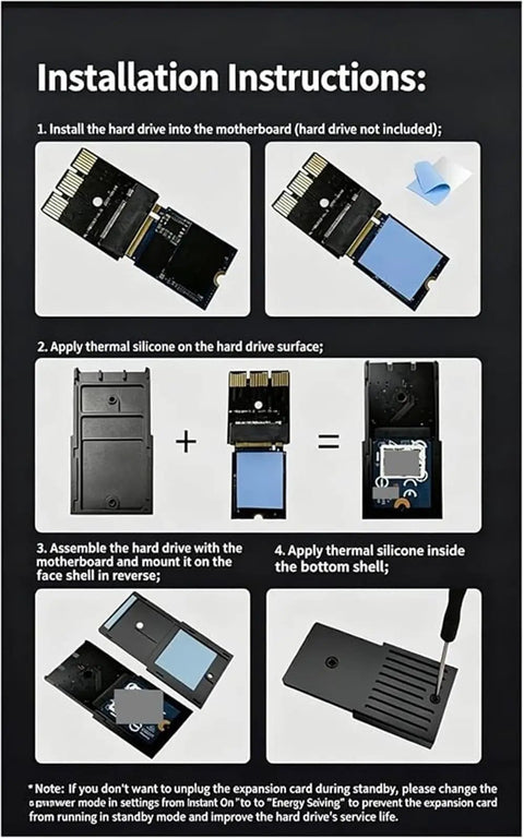 Installation instructions for Drop In Ready M.2 Pvie 4.0 Nvme Storage Expansion Card Enclosure For Xbox Series X And S.