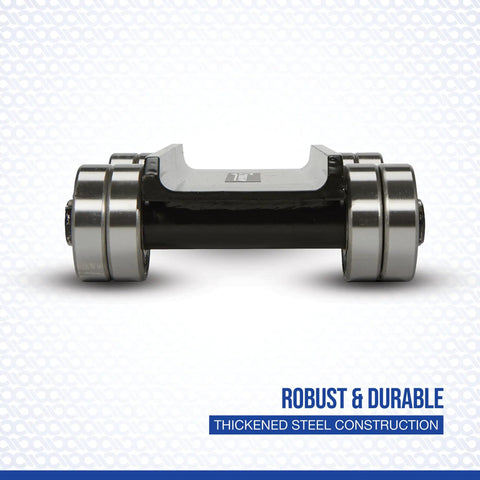 Heavy Duty Machinery Skates Loaded With Eight Knockout Steel Wheels And Three Thousand Three Hundred Pound Pulling Power for easy movement.
