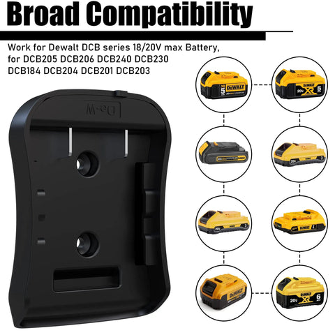 20V Battery Adapter And Power Wheels Conversion Kit with fuse, adapters shown compatible with Dewalt batteries, broad compatibility
