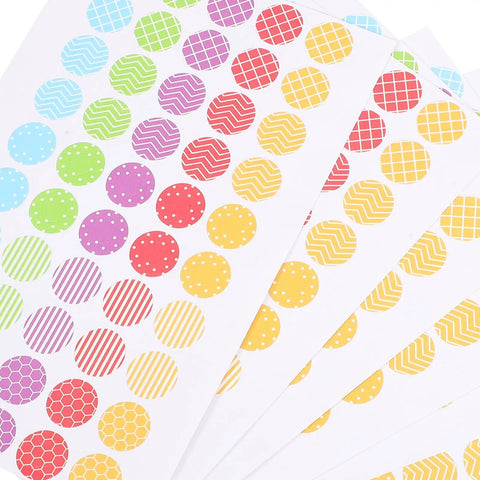 Heavy Duty Hole Punch Reinforcement Stickers Six Sheets For Loose Leaf Paper Fixes That Patch Broken Ring Bindings And Keep Your Class Notes Intact With No Sweat This Semester, showing colorful decorative designs.