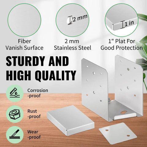 Sturdy Stainless Post Base 2 Pack For 8x8 Wood Posts Adjustable Bracket With Inner Opening 7.8 By 7.48 Inches Waterproof Rustproof Post Anchor