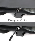 Bright Fluorescent Zipper Pulls 40 Pack Nylon Replacement Tabs For Backpacks And Bags installed on black zipper before and after