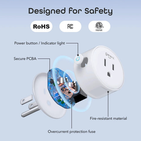 Exploded view of Dot Smart Plug With 2.4GHz WiFi, Compact Fire Resistant Outlet With Schedule And Timer, No Hub Needed, Voice Control, showing components.