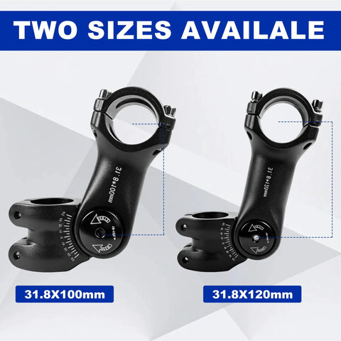 Adjustable Bike Stem 31.8mm Clamp With 100mm Or 120mm Length And 60 Degree Riser for MTB, Road, E Bikes, and Commuters