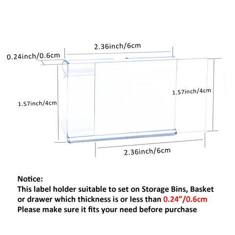 Clear Plastic Label Clips For Wire Shelves With 50pcs Merchandise Tags Transparent Storage Markers, 2.36x1.57 inches, for bins