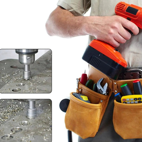 DIYer using drill with 13Pcs TCT Hole Saw Kit With Tungsten Carbide Tips For Stainless Steel Heavy Duty Hole Cutter Set