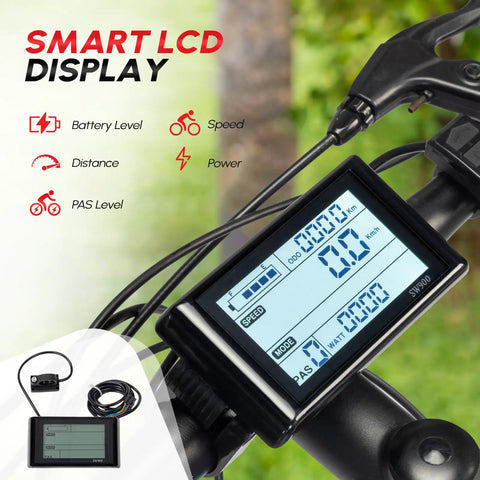 Smart LCD Display on Beefed Up 750W Front Wheel Ebike Conversion Kit With 36V Battery For 20 To 24 Inch Bikes