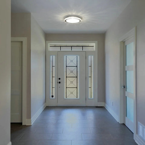 Hallway with Mini Flush Mount LED Ceiling Light With Crystal K9 Glow That Is Lit, 10.24 Inch Overhead Fixture for Entryway