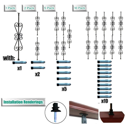 Heavy Duty Iron Square Railing Posts With 270 Degree Swivel Bracket And Flat Mount Shoe Rock Solid Build For Deck Pool Staircase Glass Panel Fencing installation options image.