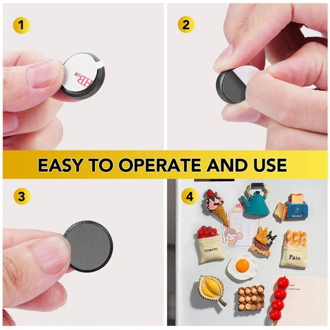 Heavy Duty Circle Disc Magnets With Killer Grip And Smooth Ceramic Core Including Hella Thick Double Sided Tape For Fridge Dry Erase Boards And Home Craft Projects A Total Game Changer - showing ease of use and application.