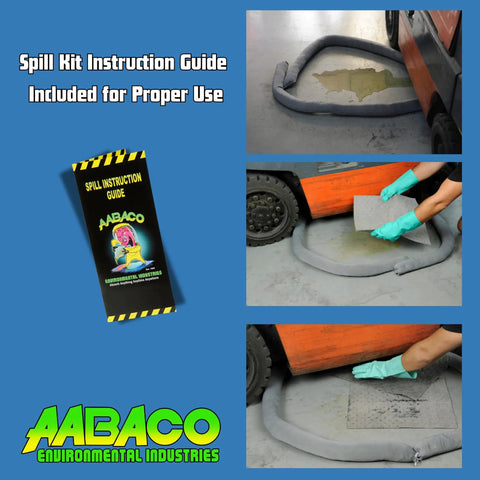 Universal 5 Gallon Oil Spill Kit With Absorbent Pads Socks Gloves And Disposal Bags used on factory floor spill cleanup