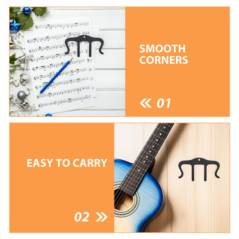 Heavy Duty Metal Music Book Clips For Piano Sheet Music Holder Black Gentle On Pages Universal Fit For Scores Books Or Notebooks Your Must Have Go To Clip Set To Keep Pages Open And Secure During Practice Or Performance., black metal clip on sheet music and guitar, smooth corners