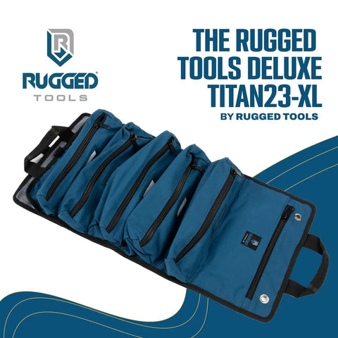 Titan23-XL Tool Roll And Organizer with pockets, heavy-duty canvas for electricians, HVAC techs, plumbers, carpenters.