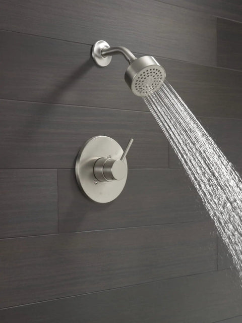 Modern Brushed Nickel Shower Faucet Trim Kit With Shower Head And Handle Set, Valve Trim Kit, Stainless Steel Look, spraying water