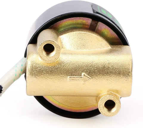 Brass Electric Solenoid Valve Quarter Inch 110V AC Normally Closed with Viton Seal, front view close-up