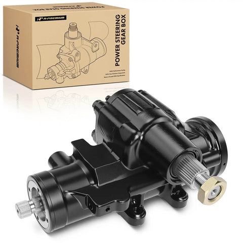 Heavy Duty Power Steering Gearbox For Chevy Camaro Chevelle El Camino Malibu Monte Carlo 1964 1976 close-up view with matte black finish.