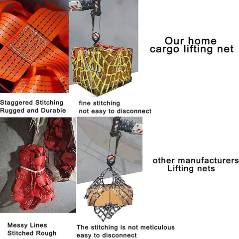 Heavy Duty Cargo Net For Lifting And Securing Loads Tear Resistant Nylon Sling Net For Trucks And Trailers shown in use.
