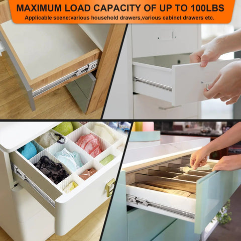 16 Inch Drawer Slides 6 Pairs Soft Close Full Extension Ball Bearing Side Mount For Dresser Cabinet Kitchen 100 Lb Capacity Quiet Glide Silver Easy Install