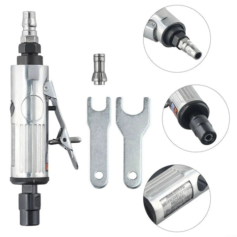 Top Notch Pneumatic Air Die Grinder Kit With Hella Fast Rotation And Sweet Smooth Polishing For Boss Level Metal Mold Grinding and Reliable Shop Tools, featuring aluminum body and accessories.