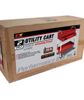 Two Shelf Utility Cart With Locking Drawer Heavy Duty 16 Gauge Steel Mobile Storage Cart box showing product image