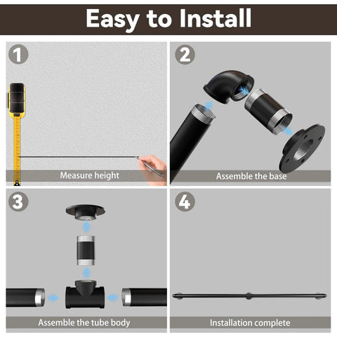 Step-by-step assembly of the All In One Bar Foot Rail Kit For Undercounter Mounts showing installation process in 4 images