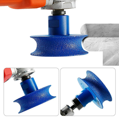 3 Inch Diamond Grinding Wheel Five Eighth To Eleven Thread U Shaped Stone Polishing Tool For Angle Grinders on a rotary tool.