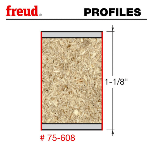Profile view of cut kerf by Half Inch Chipbreaker Upcut Spiral Bit with Half Inch Shank Three Inch Overall Length for smooth finish