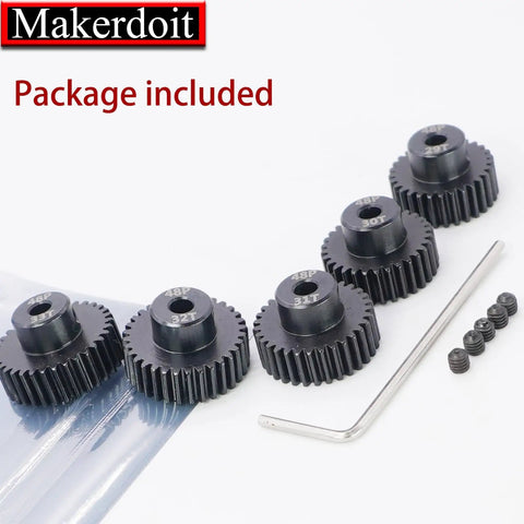 48P Pinion Gear Set for 3.175mm Shafts Fits One Eighth Inch RC Cars with hex key and grub screws package