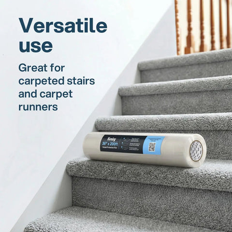 Self Adhesive Carpet Protector Film Heavy Duty Shield For Floors And Stairs No Mess 36x200 Foot Roll on carpeted stairs