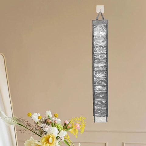 Grey double sided hanging clothes organizer bag keeps your closet hella tidy and super easy to grab what you need.