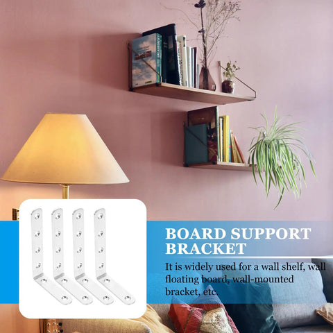 4 Pcs Stainless Steel Corner Brackets with Right Angle Design and Countersunk Mounting Holes for Shelf Support