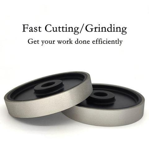 6 Inch Diamond Lapidary Grinding Wheel 60 Grit 1 Inch Arbor shown from an angle for stone cutting and cabbing tasks.