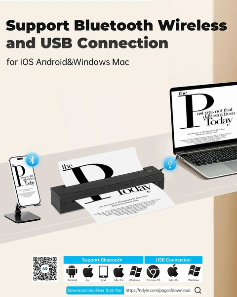 Portable Thermal Printer D80 Wireless For Travel And On The Go Inkless Printer That Really Works With iOS Android And Laptop on desk