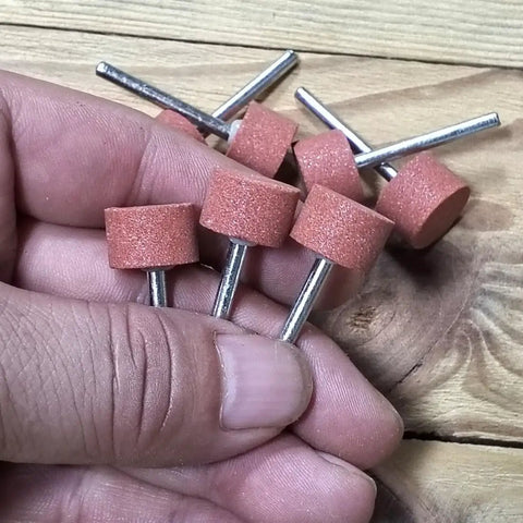 18 Piece Rotary Grinding Stone Set for Rotary Tools, 15mm cylinder shaped abrasive bits with 1/8 inch shank, red corundum.