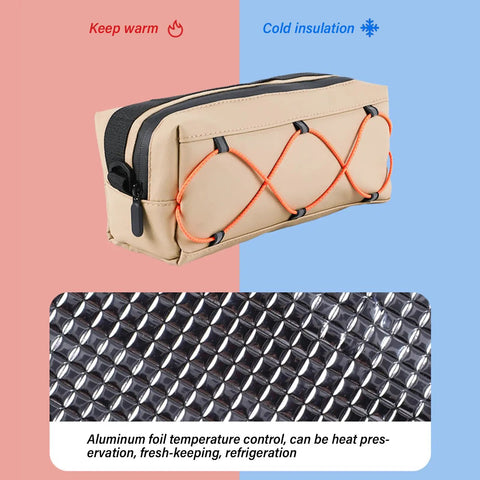 Front Bike Bag With Waterproof Insulation And Large Capacity On Handlebar Storage For Mountain And Road Bikes Keeps Snacks Phones And Tools Easy To Reach Durable Lightweight Gear Organizer For Cyclists with aluminum foil layer